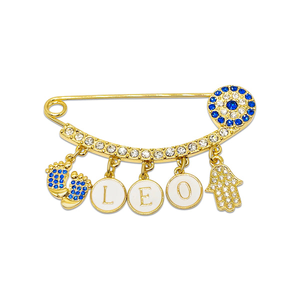 Blue Evil Eye Initial Pin