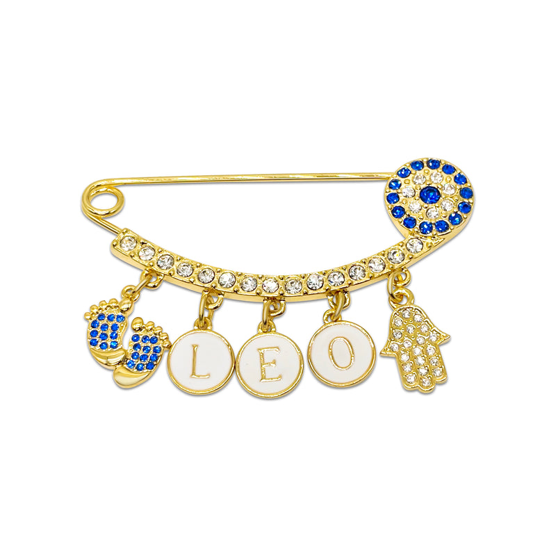 Blue Evil Eye Initial Pin
