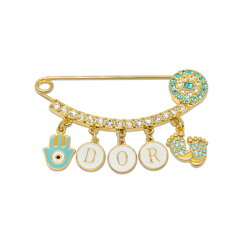 Aqua Evil Eye Initial Pin